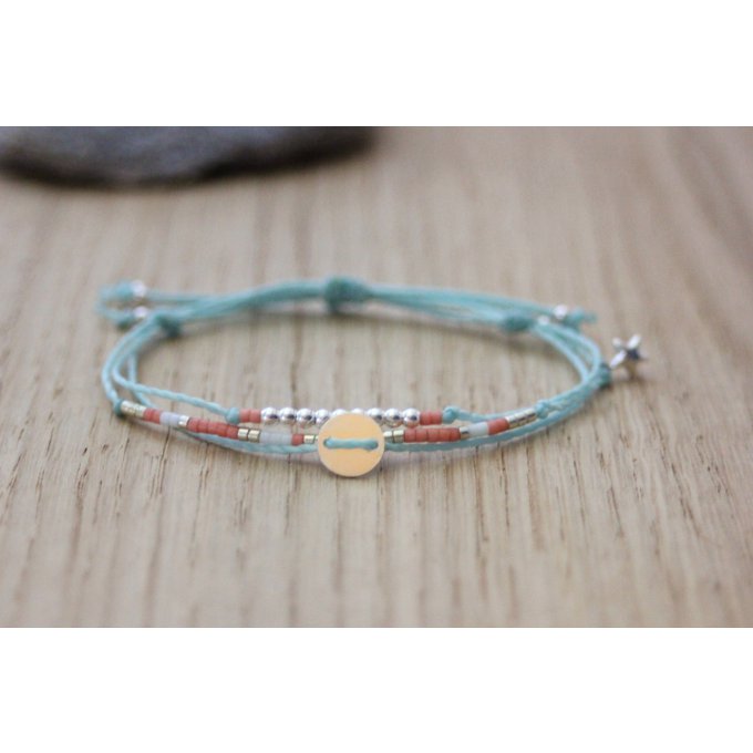 bracelet cordon aqua et corail by EmmaFashionStyle