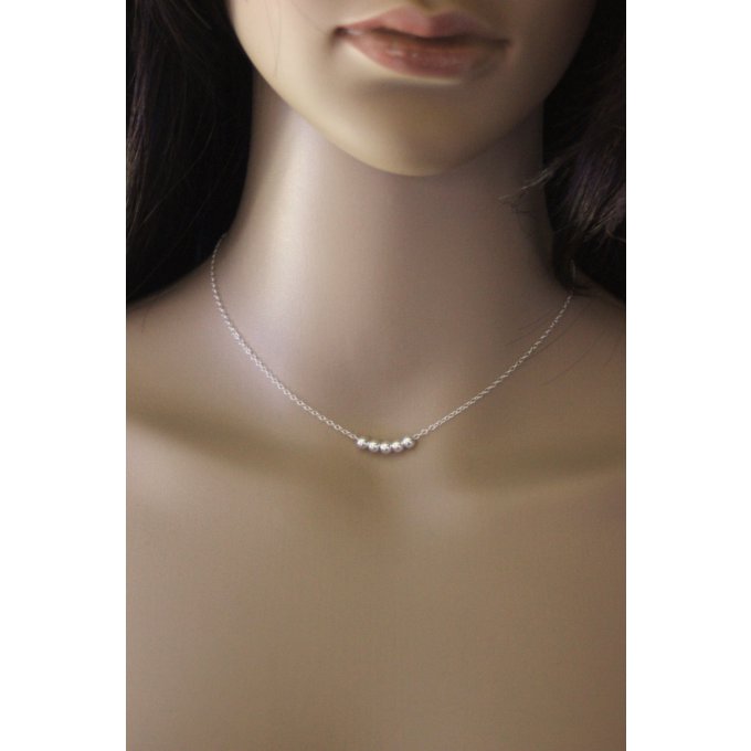 Collier minimaliste argent et perles lisses 