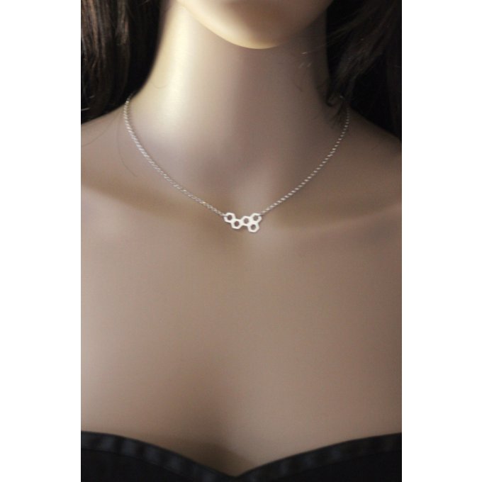 Collier argent massif nid d'abeille