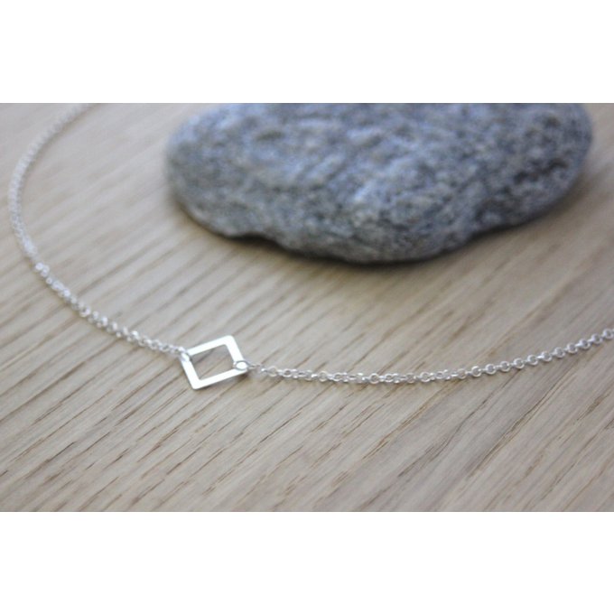 Collier argent massif pendentif losange