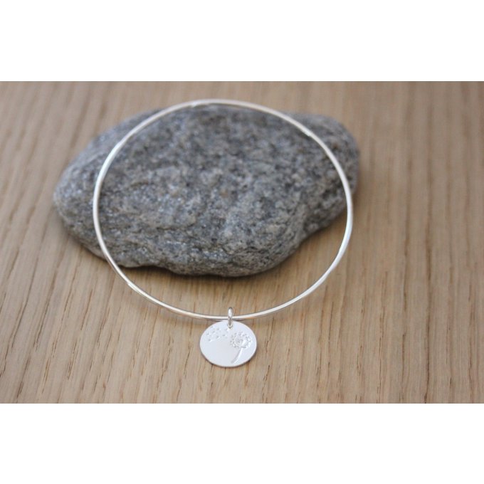 bracelet argent breloque médaille gravée