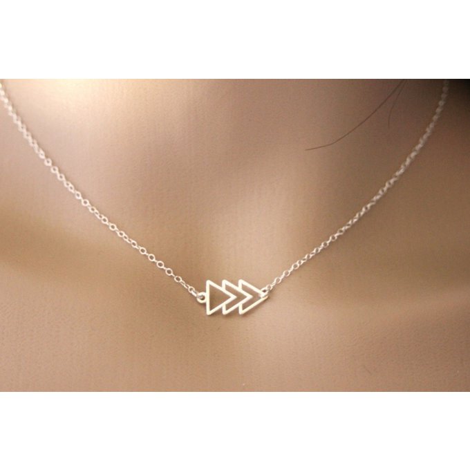 Collier argent massif géométrique 3 triangles