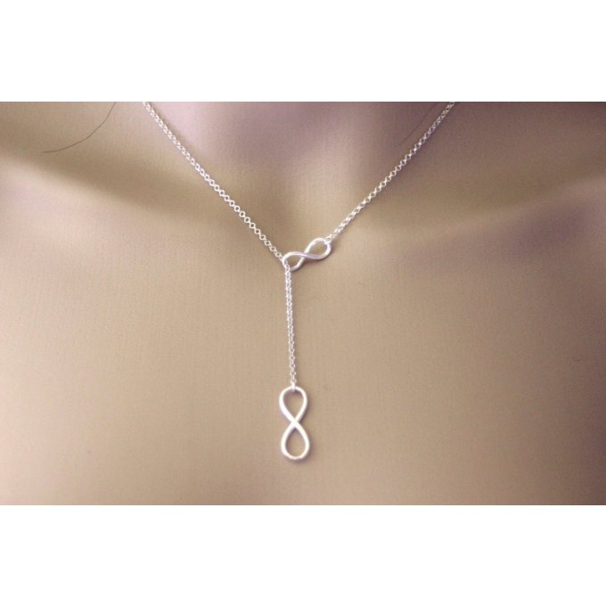 Collier double Infini en argent massif 