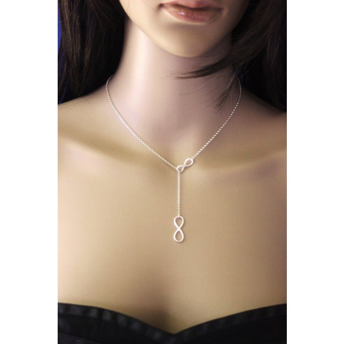 collier cravate en argent massif