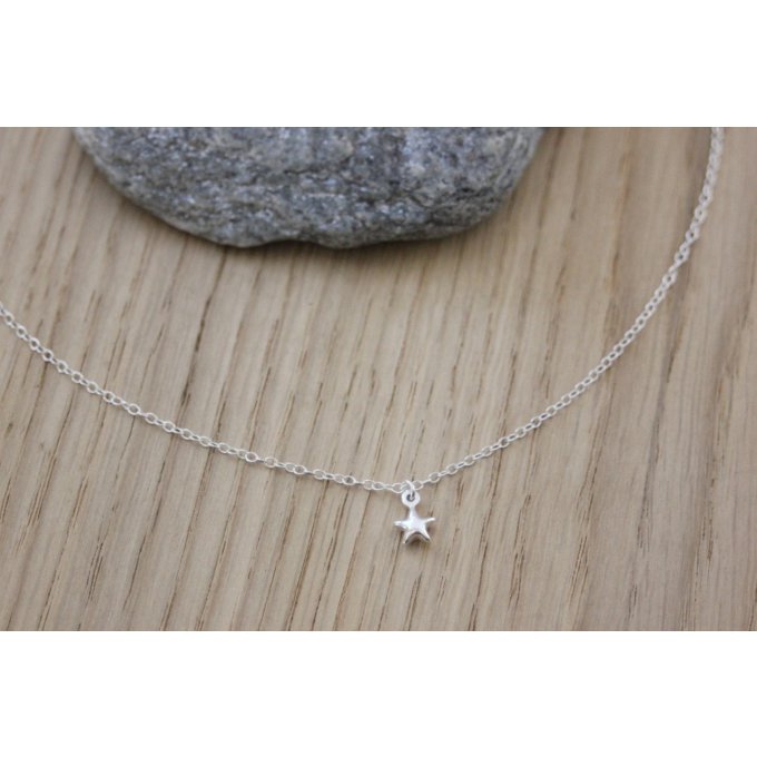 Collier argent massif breloque petite étoile