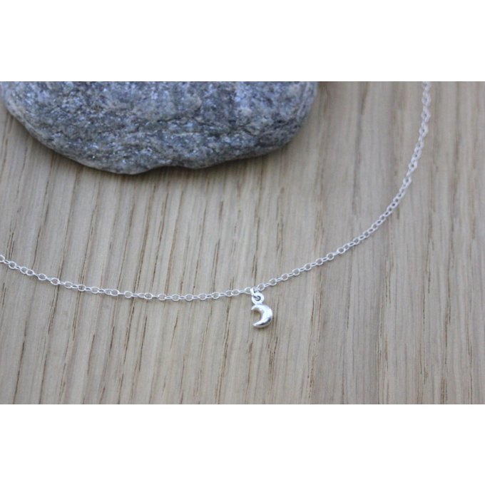 Collier argent massif breloque petite lune