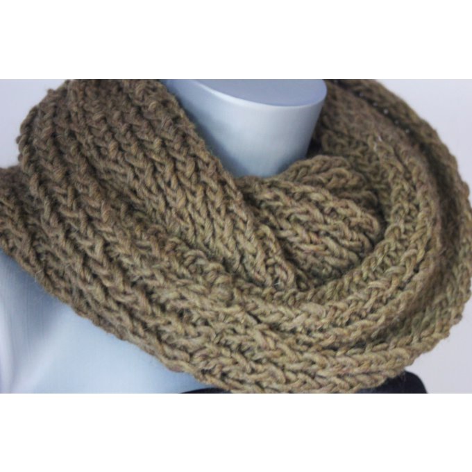 snood vert kaki tricoté laine