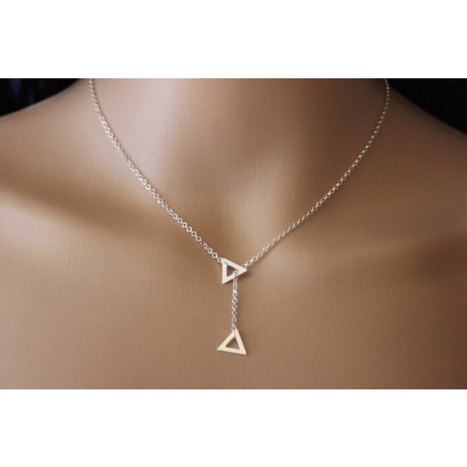 Collier cravate en argent massif pendentif triangle 