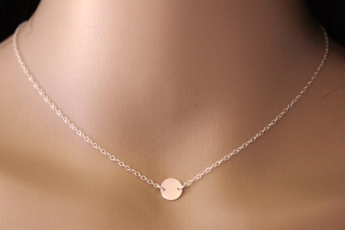 Collier minimaliste argent médaille ronde à graver