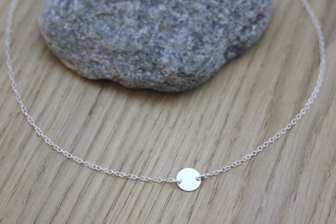 Collier minimaliste argent médaille ronde à graver