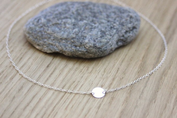 Collier minimaliste argent médaille ronde à graver