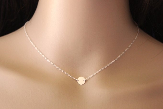 Collier minimaliste argent médaille ronde à graver