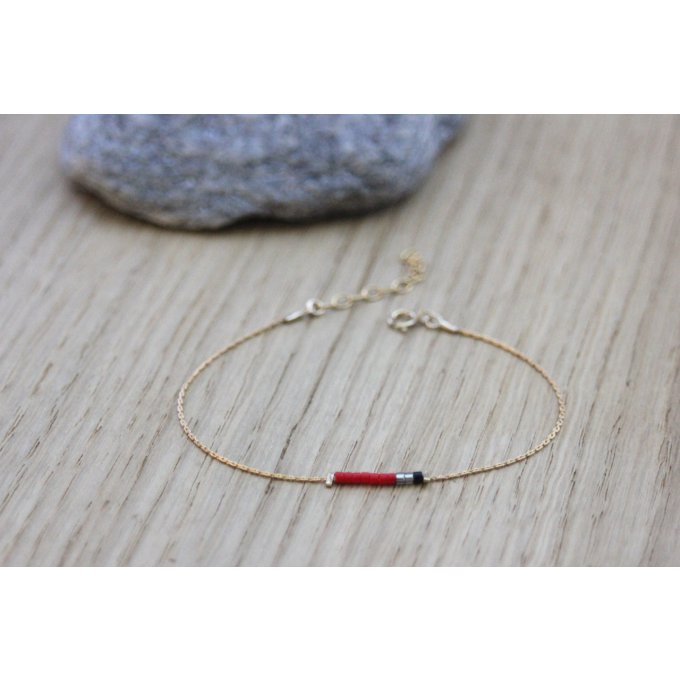Bracelet or Gold Filled et perles miyuki rouge