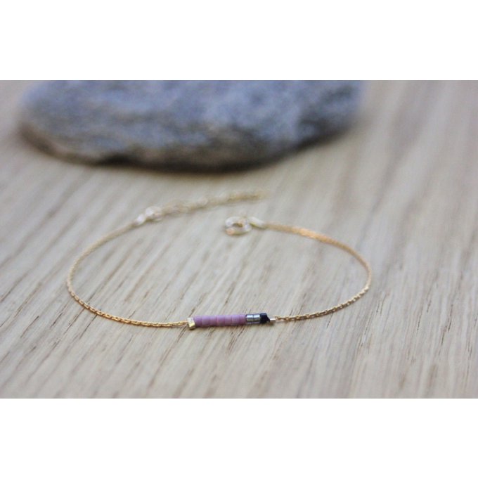 Bracelet or Gold Filled et perles miyuki mauve