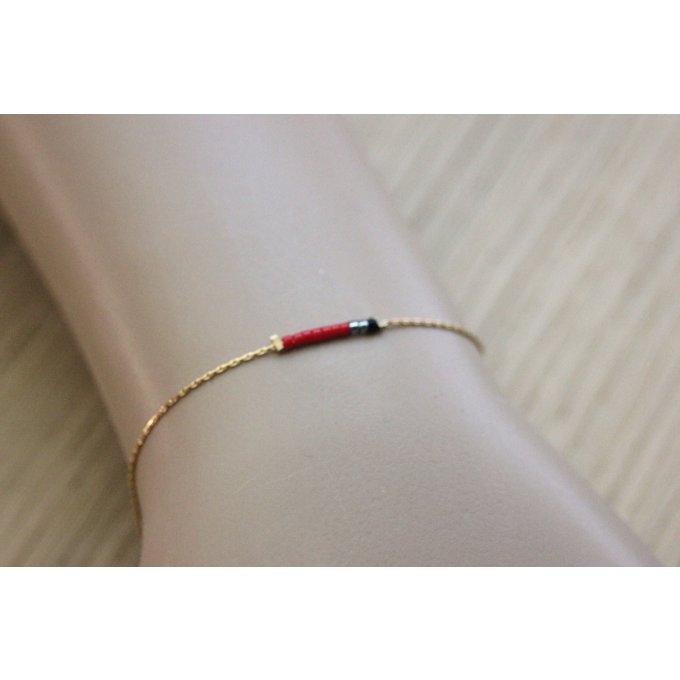 bracelet gold fillet et miyuki rouge
