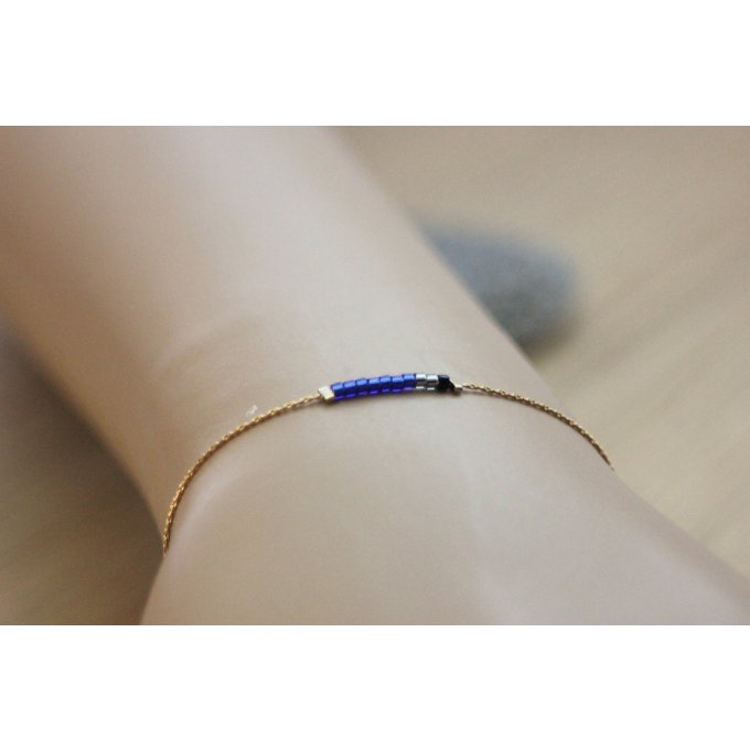 Bracelet or Gold Filled et perles miyuki bleu