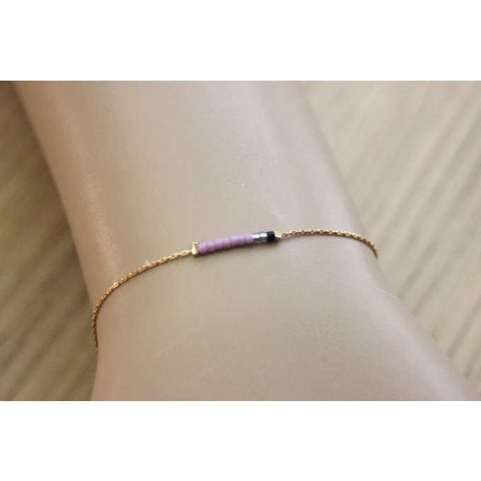 bracelet gold filled et miyuki mauve