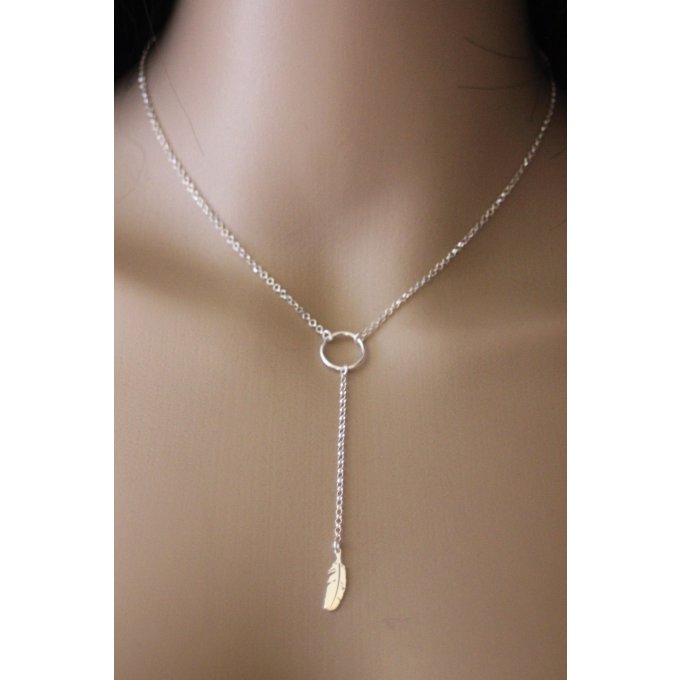 collier fin en argent anneau