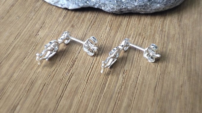 Boucles d'oreilles squelette en argent massif