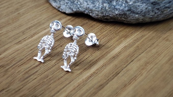 Boucles d'oreilles squelette en argent massif