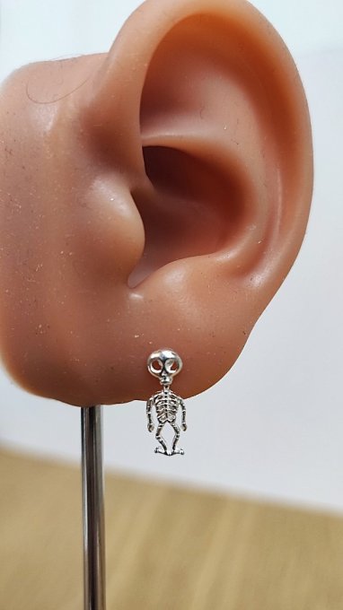 Boucles d'oreilles squelette en argent massif