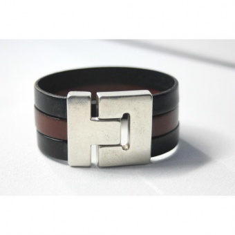 Bracelet manchette pour homme en cuir