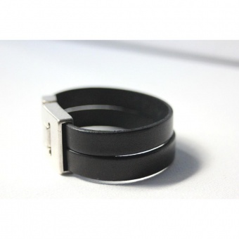 Bracelet manchette cuir noir by EmmaFashionStyle