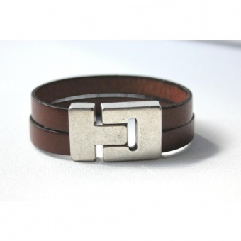 Bracelet cuir marron fermoir aimantÃƒÂ©