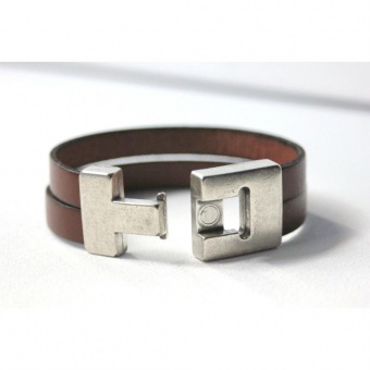 Bracelet manchette en cuir marron 22mm