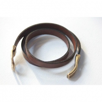 Bracelet manchette 3 tours en cuir marron