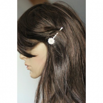 Barrette épingle fleur filigrane & swarovski black