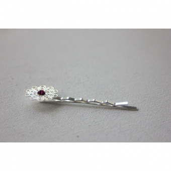 Barrette fleur filigrane et swarovski améthyste