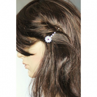 Barrette fleur filigrane et swarovski améthyste