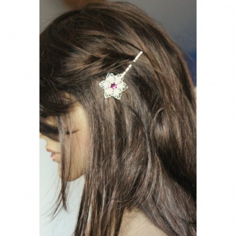 Barrette fleur filigrane étoile swarovski améthyst