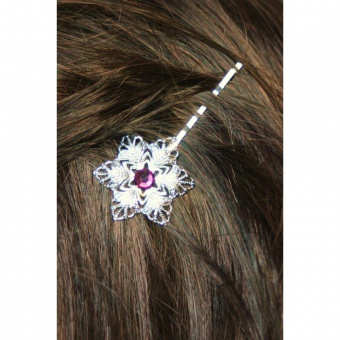 Barrette fleur filigrane étoile swarovski améthyst