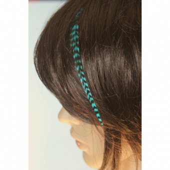 Plume de cheveux bleu turquoise grizzly 7 à 9 cm