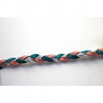 Headband en daim et organza rose turquoise argent