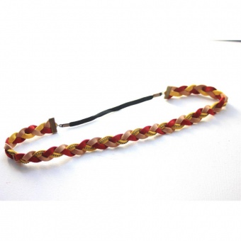 Headband tressé en suédine rouge, jaune et beige