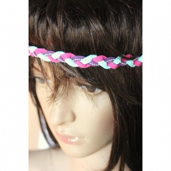 Headband tressé en suédine fushia violet turquoise