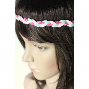 Headband tressé en suédine vert, rose, rose fushia