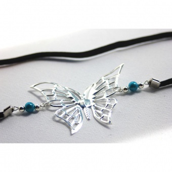 Headband papillon & perles magiques bleu turquoise