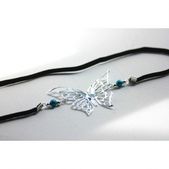 Headband papillon & perles magiques bleu turquoise