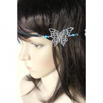 Headband papillon & perles magiques bleu turquoise