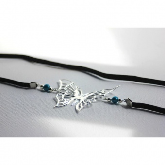Headband papillon & perles magiques bleu turquoise