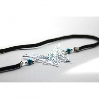 Headband papillon & perles magiques bleu turquoise