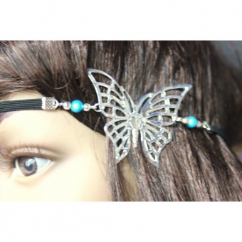 Headband papillon & perles magiques bleu turquoise
