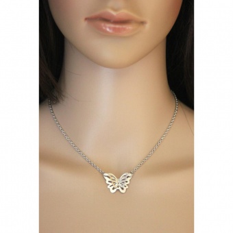 Collier papillon ras de cou en acier inoxydable 