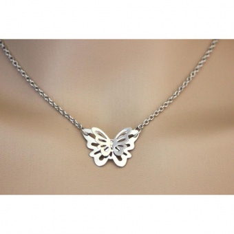 Collier papillon ras de cou en acier inoxydable 