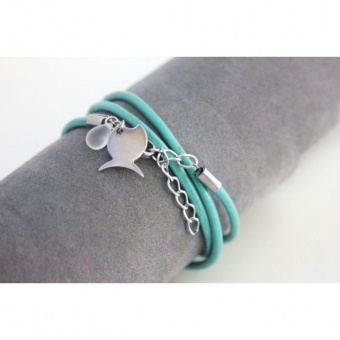 Bracelet cuir turquoise et breloque poisson acier