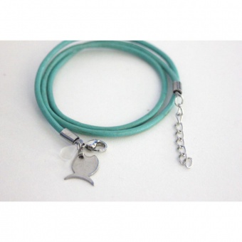 Bracelet cuir turquoise et breloque poisson acier